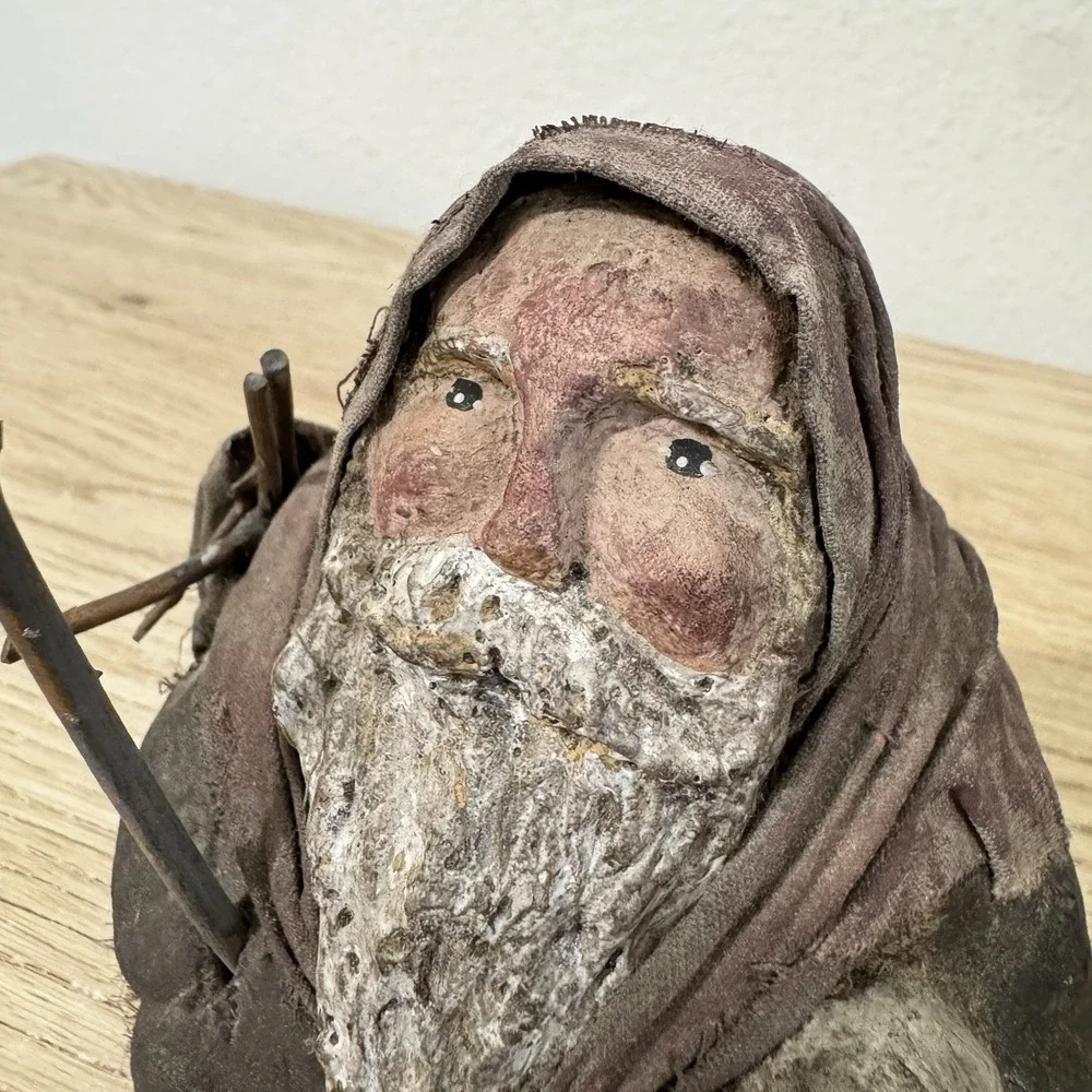 1995 Enesco Arlene Wobler Folk Art‎ Woblers Woods Santa Figure Primitive Rustic